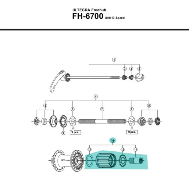 Corps Roue Libre Shimano FH-6700 10 Vitesses - Y3DV98060 1 Corps Roue Libre Shimano FH-6700 10 Vitesses - Y3DV98060