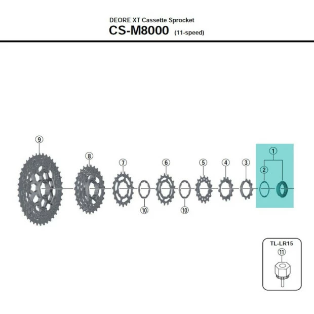 Ecrou De Cassette VTT Shimano 11 V - Y1RK98010 1 Ecrou De Cassette VTT Shimano 11 V - Y1RK98010